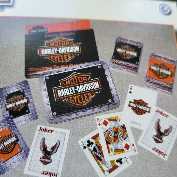 Harley-Davidson Playing Cards 2 Decks Poker Casino Quality with Metal Tin NEW T8 - Picture 3 of 3